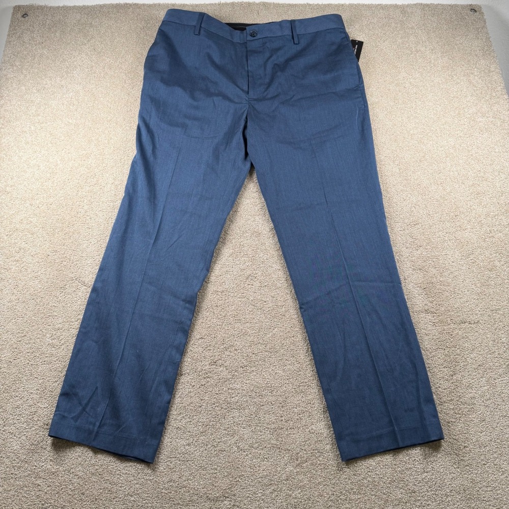Van Heusen Flex Slim Fit Dress Pants Blue 36x30 Flat Front Trousers